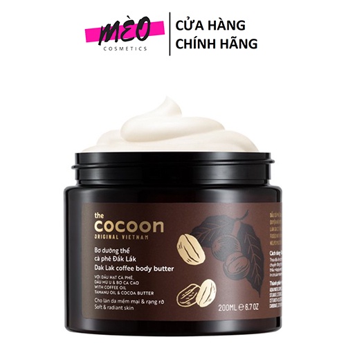 Bơ Dưỡng Thể Chiết Xuất Cà Phê Đắk Lắk Cocoon 200mlLàm Đều DaDưỡng ẨmChống Oxy HoáPhục Hồi Da