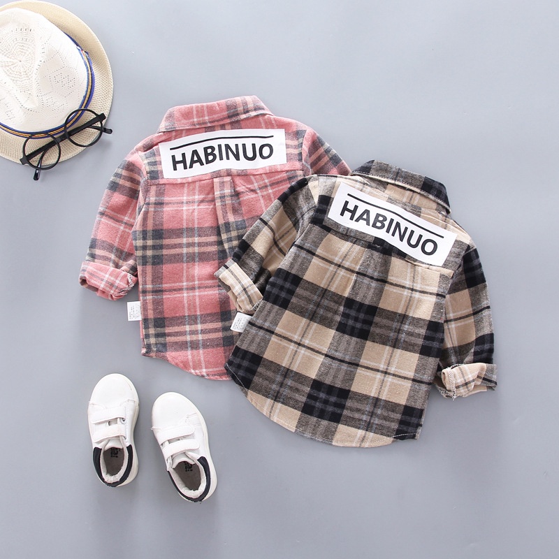 Áo sơ mi dài tay thiết kế mới họa tiết ca rô thời trang dành cho bé trai từ 0-4 tuổi