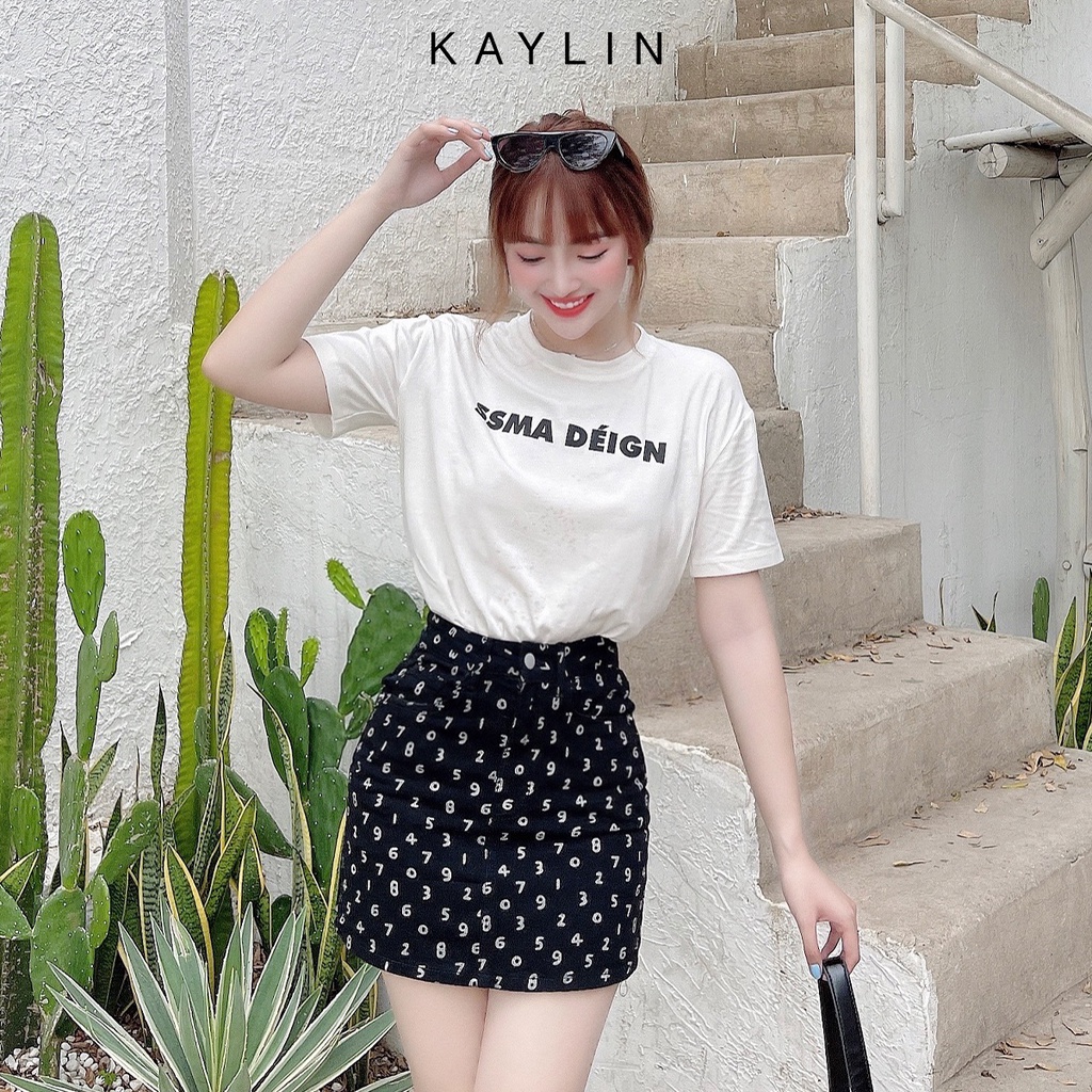 Chân váy jean họa tiết số phong cách KAYLIN - N1572