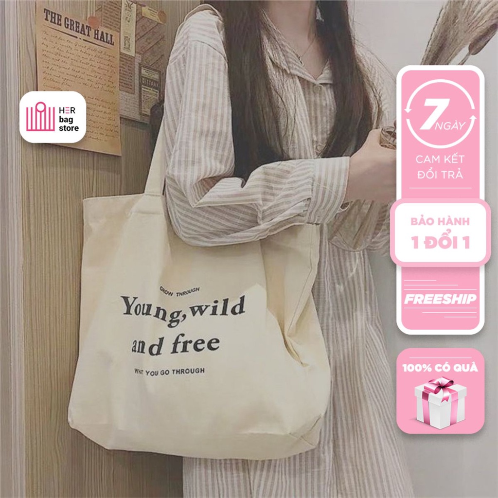 Túi Tote Vải Canvas Nữ phong cách Ulzzang unisex thời trang Lunatic Có Khóa Kéo size to vừa A4 laptop giá rẻ