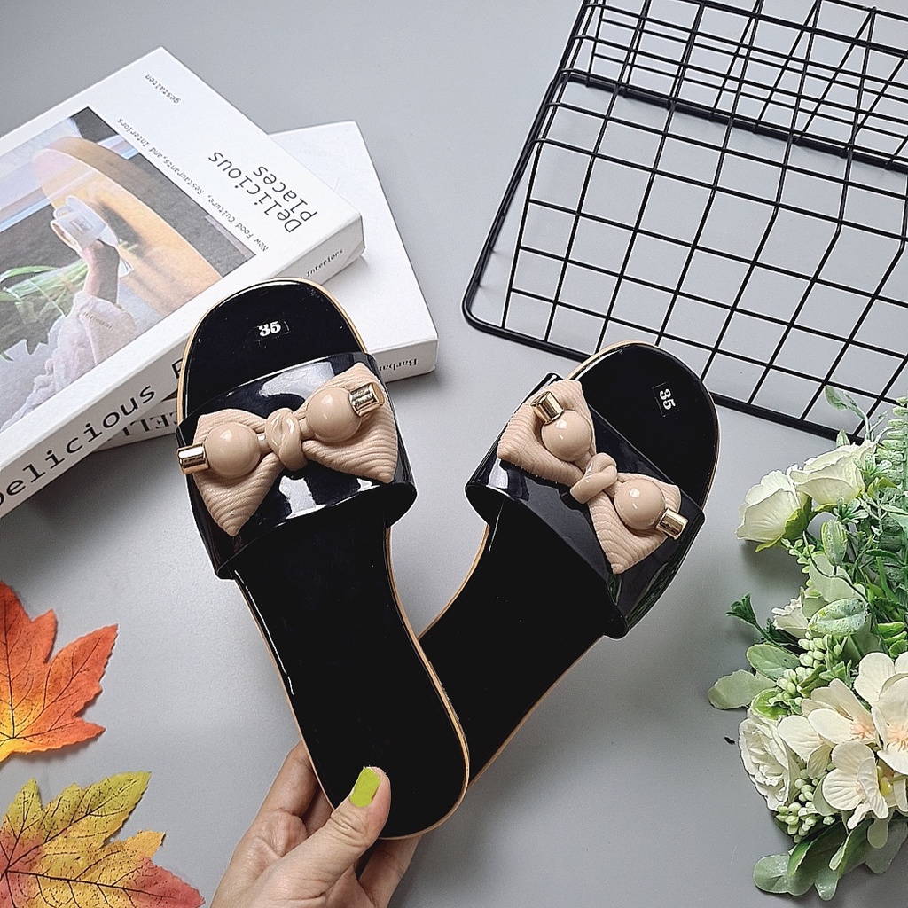 Dép kiểu thời trang nữ mẫu nơ tiểu thư, thích hợp để đi chơi dạo phố, đi biển