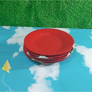 Dĩa cạn hình tròn melamine 2 lớp đỏ đen dc66/100 cao cấp