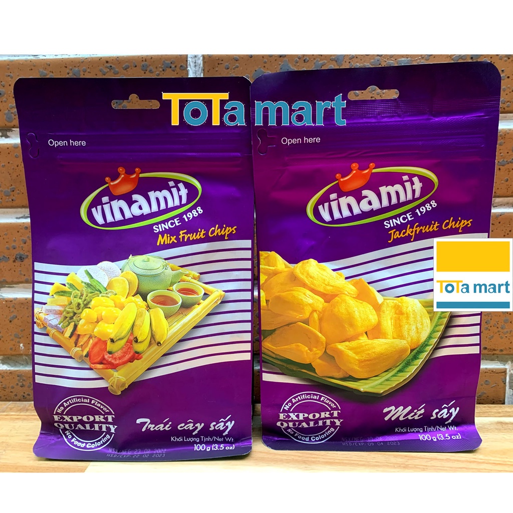 (HSD 02,04/2023) Mít sấy, trái cây sấy VINAMIT gói 100g.