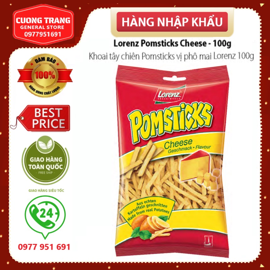 Khoai tây chiên Pomsticks vị phô mai Lorenz 100g