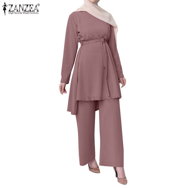 Zanzea Set Quần Dài Lưng Thun Không Đường May Có Túi Thời Trang Nữ