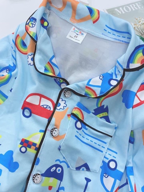 Bộ pijama cotton Hàn dày mặc thu cho bé màu ngẫu nhiên