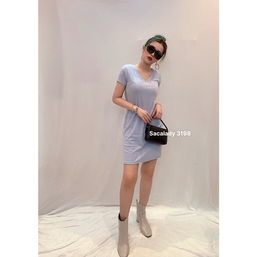Đầm Thun Pink Rose Cổ Tim - 3198 Mẫu S - 1.56 - 46kg