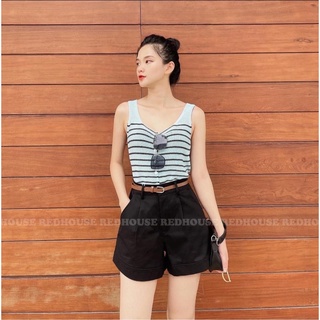 Áo len móc ba lỗ kẻ ngang