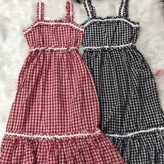 Váy kẻ caro đẹp k tưởng luôn .váy 2 dây    Chất vải thô .....................mặc đi biển đi dạo mùa hè này rất là ok ok