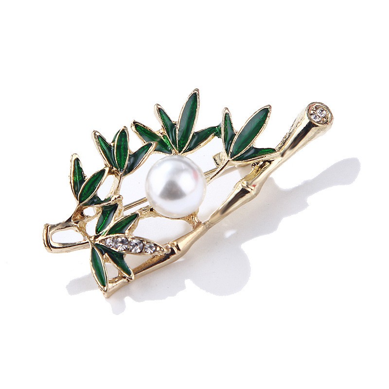 Cài áo tre xanh đính ngọc thời trang Vintage GC167