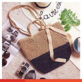 Túi cói thắt nơ đi biển size lớn ,có ảnh thật