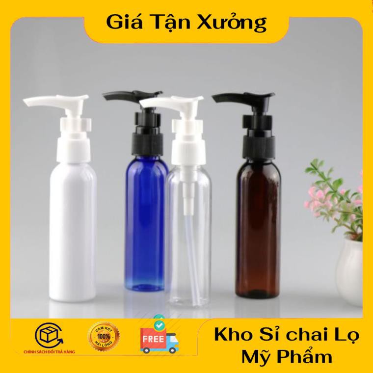 Chai Chiết Mĩ Phẩm ❤ TRÙM SỈ ❤ Chai nhựa pet vòi nhấn sữa tắm 50ml,100ml chiết mỹ phẩm , phụ kiện du lịch