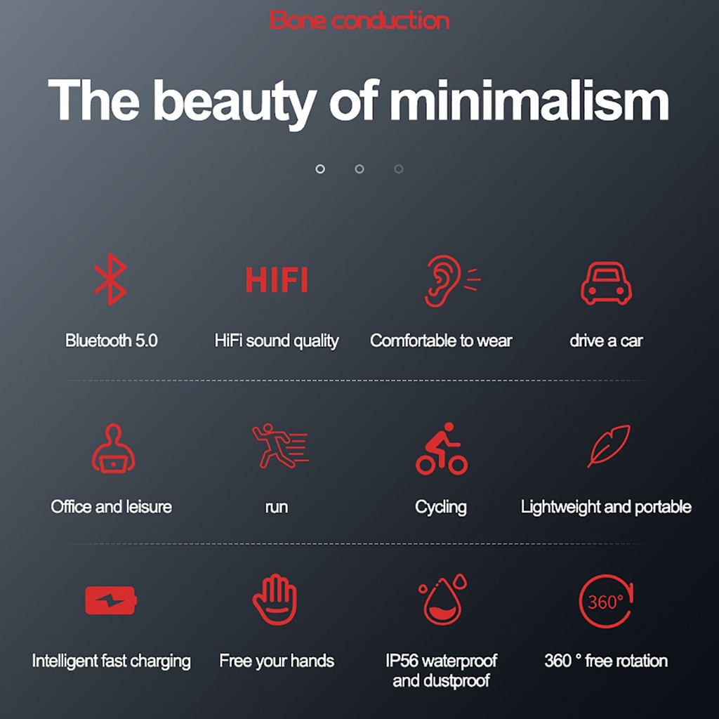 Tai Nghe Bluetooth Gắn Vành Tai Truyền Âm Qua Xương