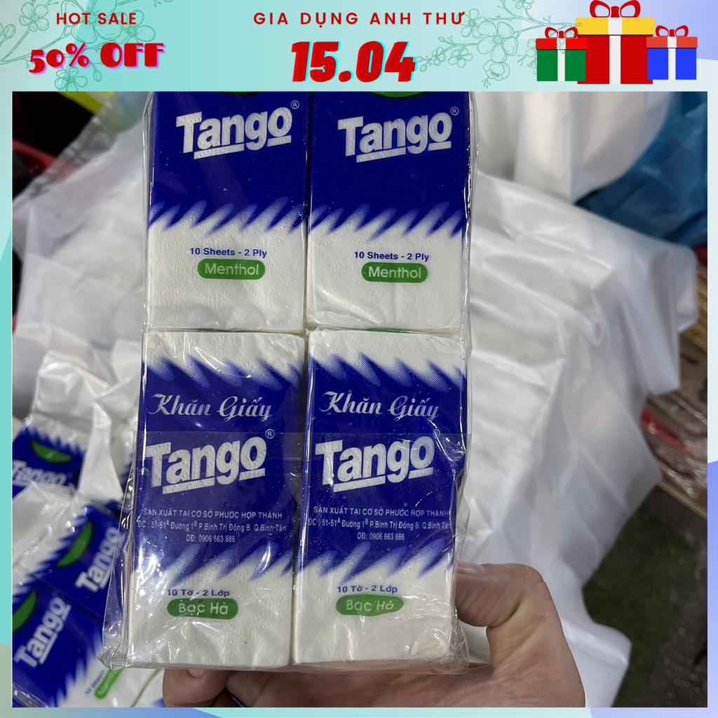 Com bo 4 bịch giấy Tango 10 tờ 2 lớp giá siêu rẻ - Khăn giấy tiện dụng dễ dang mang theo.
