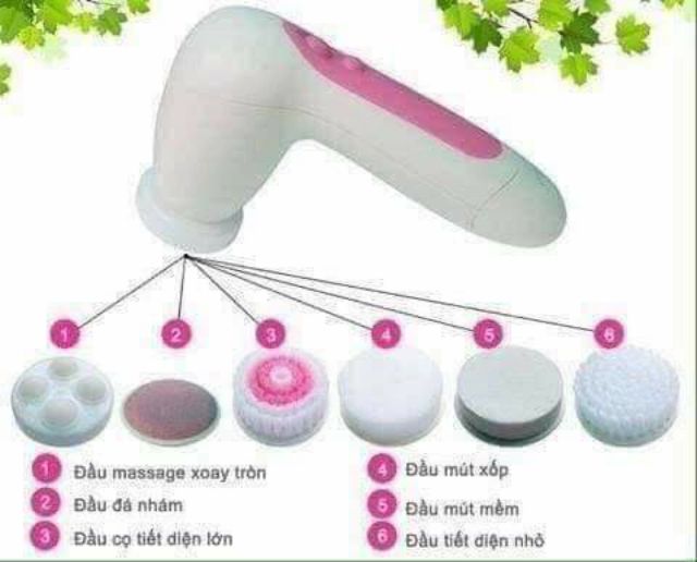 Máy Rửa Mặt 5in1 mát xa mini cầm tay cho nam và nữ, dùng kèm sữa rửa mặt, loại bỏ chất nhờn, bụi bẩn, tế bào