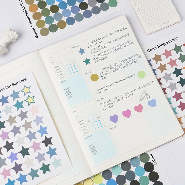 Sticker tròn cute dụng cụ bullet journal hình dán sổ tay mũ bảo hiểm washi tape TIMO ST19M