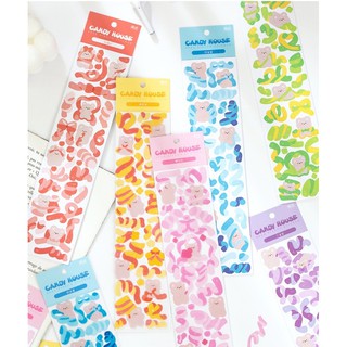 {Khác ~ Có sẵn/ Order} Phụ kiện trang trí: Candy house ~ Bear ribbon sticker/ Hình dán