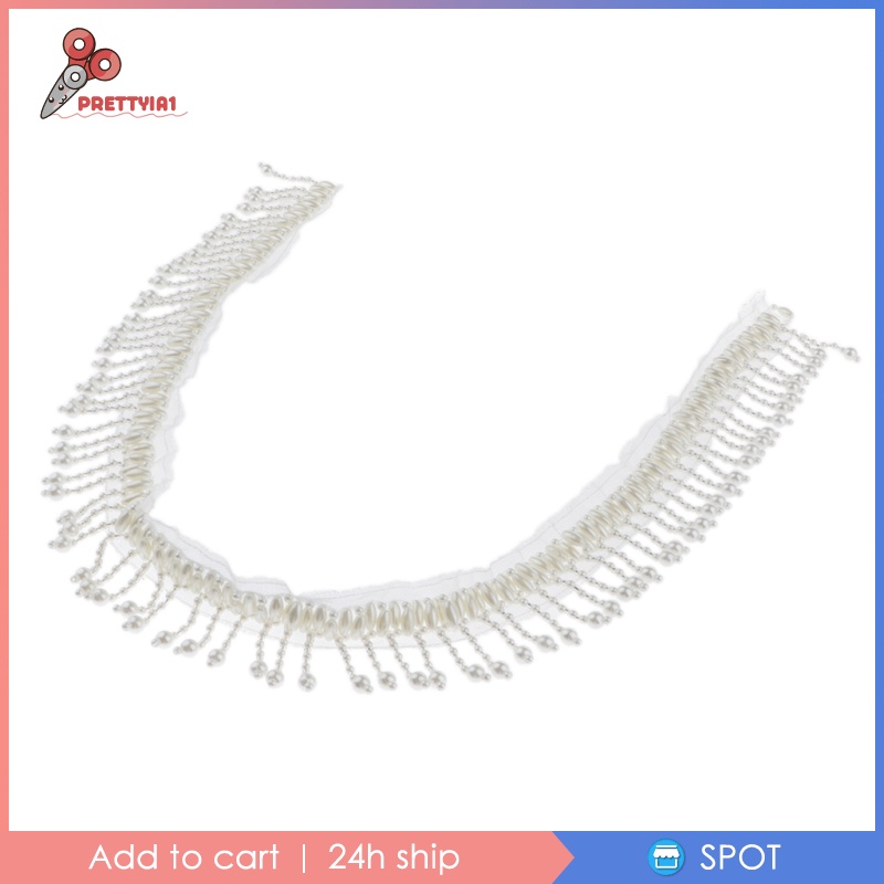 Cuộn Dây Ruy Băng Đính Ngọc Trai Tua Rua Dài 1 Yard Dùng Trang Trí Váy