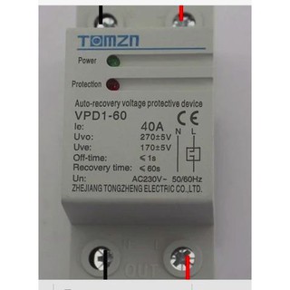 Bảo vệ chống quá áp, mất pha, bảo vệ điện áp, đứt trung tính 1 pha 40A TOMZN