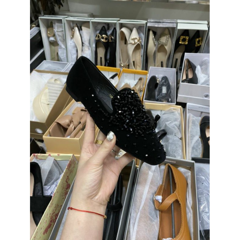Giày lười slipon đế bệt đính đá