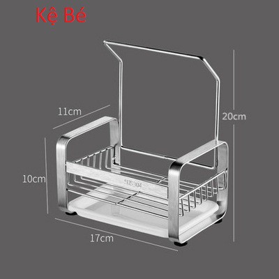 Kệ Đựng Đồ Rửa Chén , Khay Đựng Giẻ Rửa Chén , Chai Dầu Rửa Bát  INOX304 Cao Cấp Có Giá Treo Khăn Lau