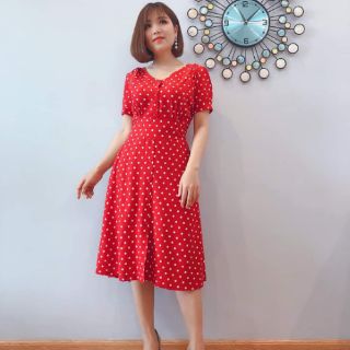Váy cho con bú ti - TKVX003 - đỏ chấm bi (kèm ảnh thật)