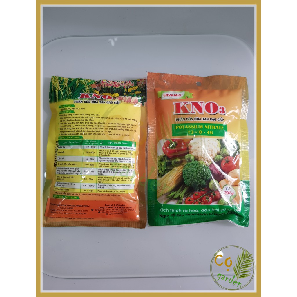 COMBO 2 túi Phân Bón Kali Nitrate 13-0-46 (Tăng tỉ lệ ra hoa - đậu quả) loại 200gr - Cọ garden