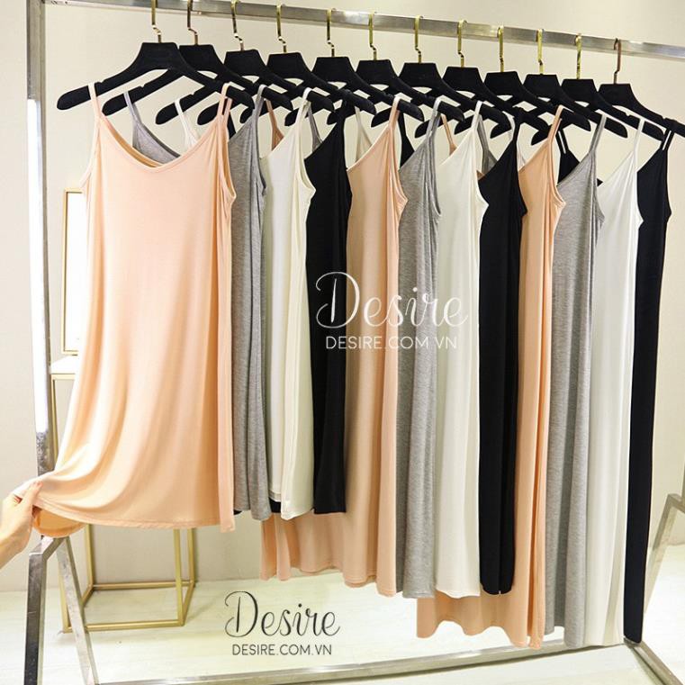 Váy hai dây cổ chữ V - Váy mặc lót chất thun cotton mềm mịn dáng suông mịn mát mùa hè VNN-00109 ྇ ་