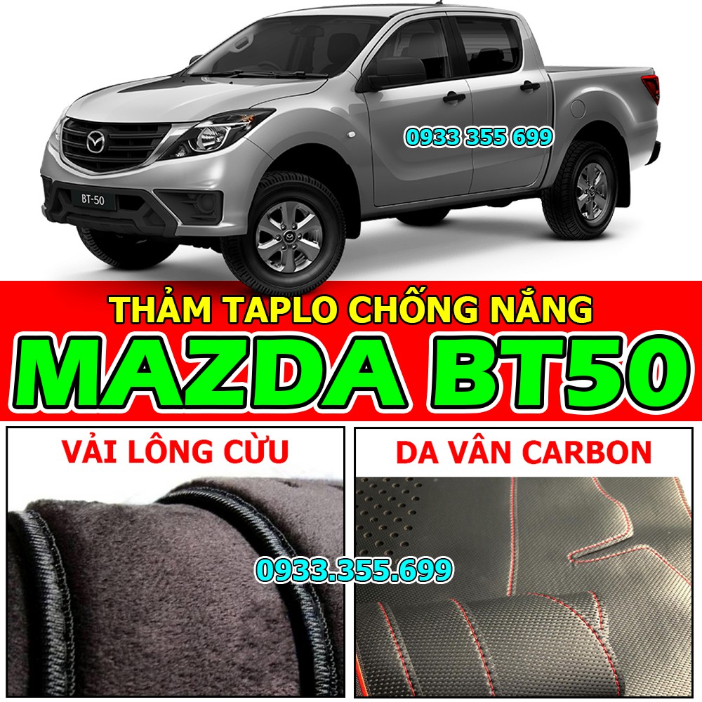 Thảm Taplo MAZDA BT50 bằng Nhung lông Cừu hoặc Da vân Carbon, Da vân Gỗ