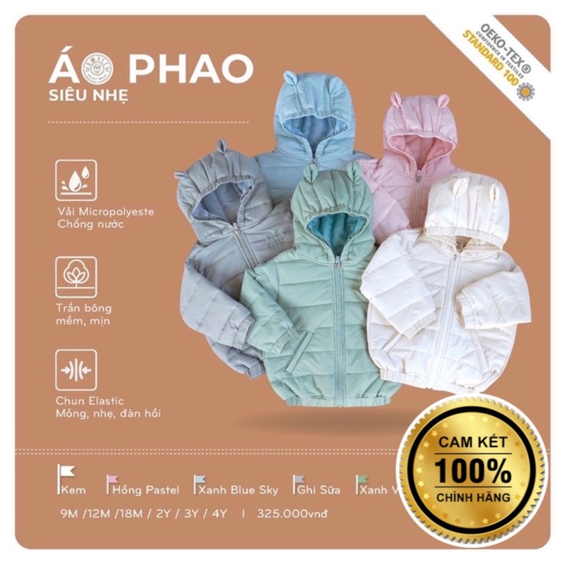 Hrnee - Áo Phao Siêu Nhẹ Cho Bé Trai Bé Gái