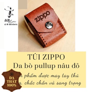 Bao Zippo màu nâu đỏ 