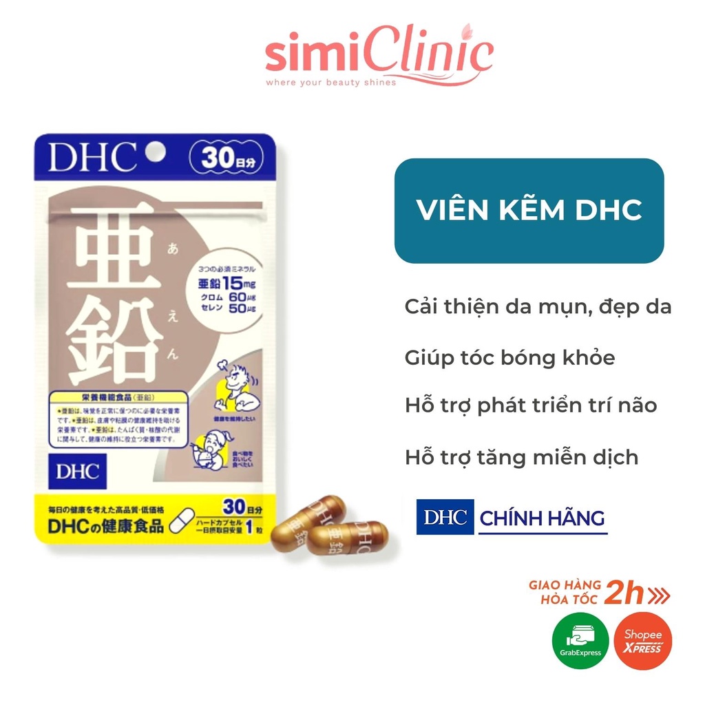 Viên kẽm DHC Nhật Bản giảm tóc gãy rụng thúc đẩy sản sinh collagen chống lão hóa làm đẹp da giảm dầu mụn