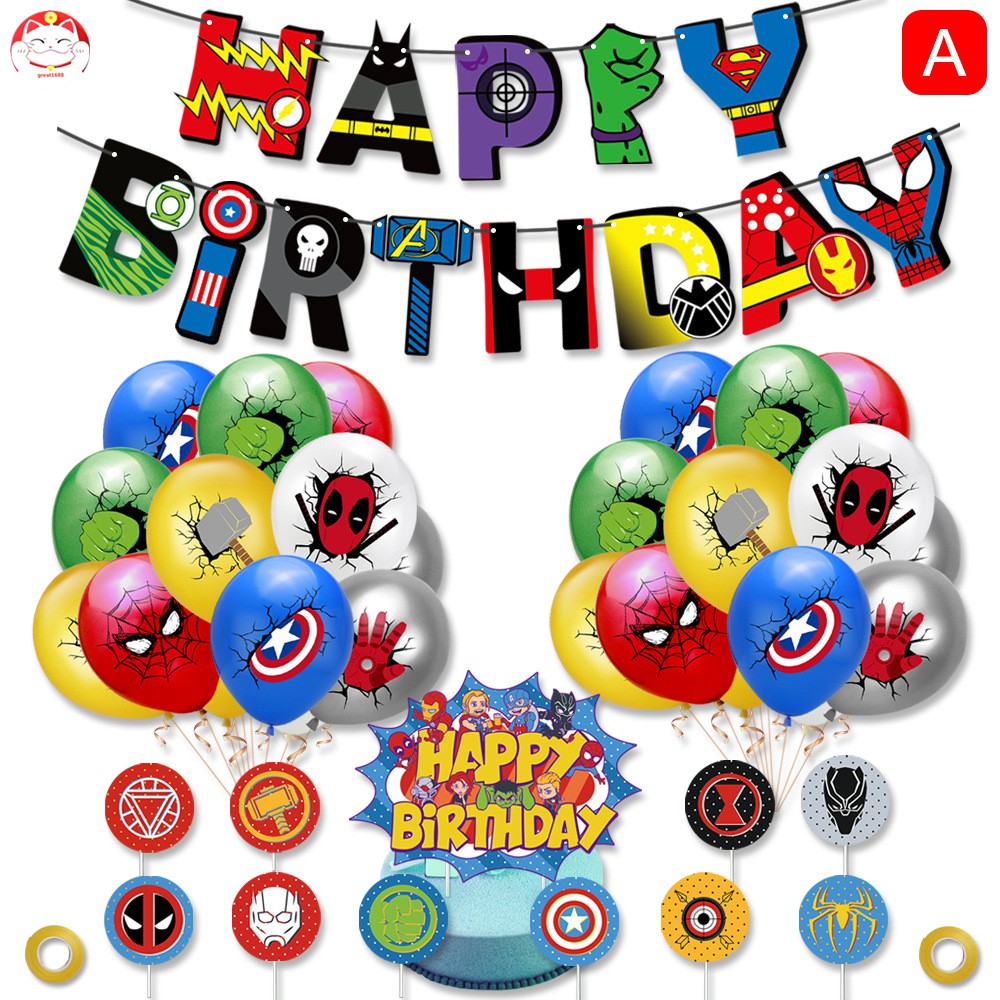 Bộ Bong Bóng Trang Trí Tiệc Sinh Nhật Hình Siêu Anh Hùng