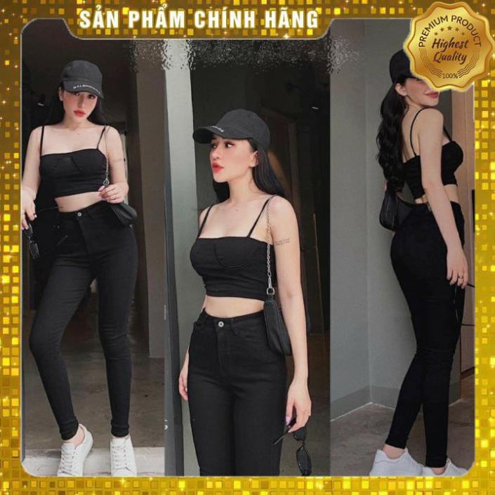 Quần jean nữ ⚡️LẺ BẰNG SỈ ⚡️ Quần bò giấy skinny cạp cao 2 cúc ôm sát tạo hiệu ứng chân dài miên