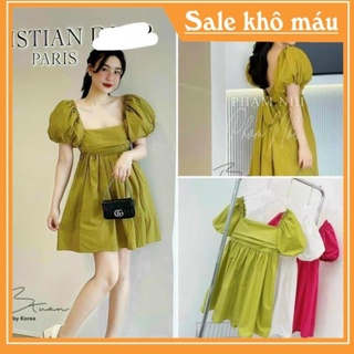váy nơ lưng cổ vuông