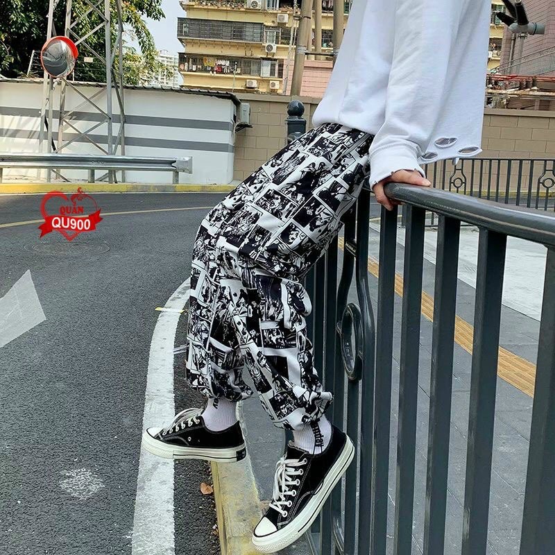 Quần Nỉ Unisex Nam Nữ Hình Cartoon Dây Rút Cá Tính Chất Đẹp