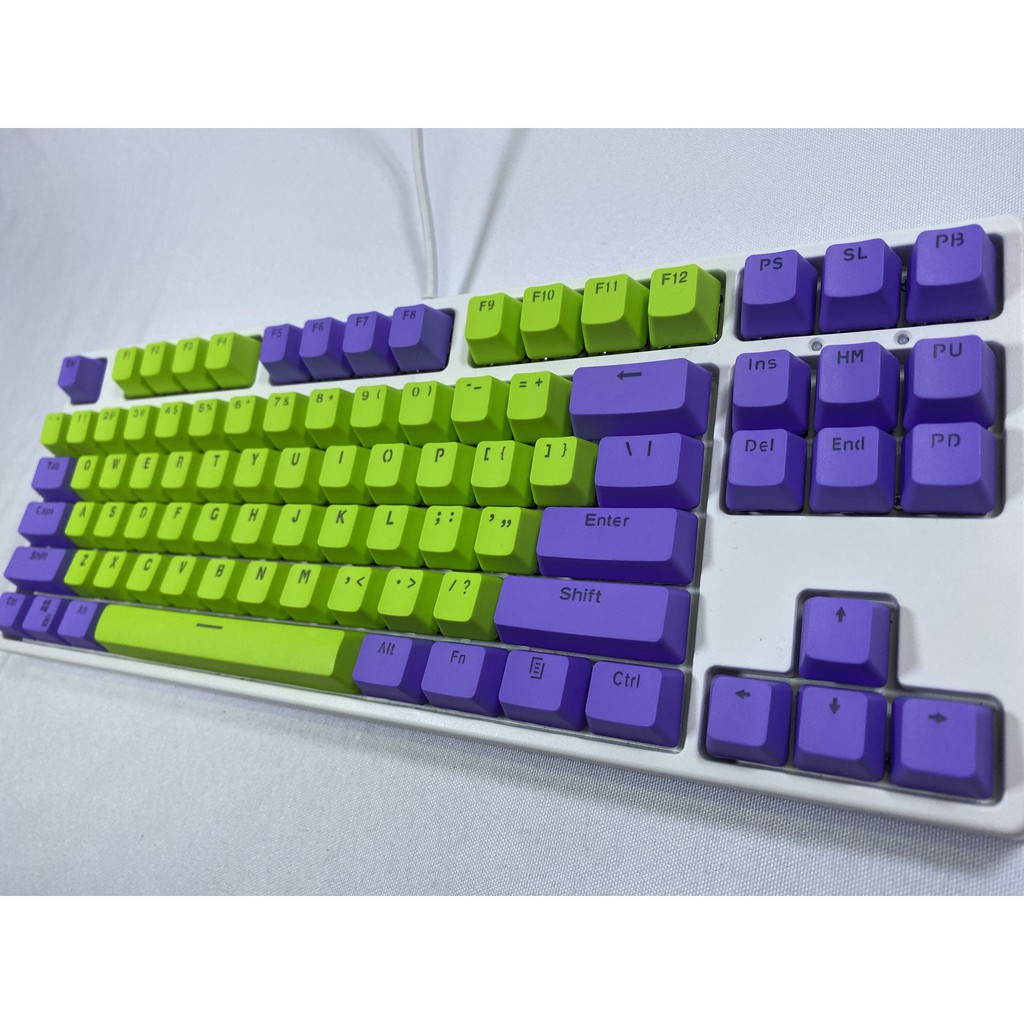 Bộ 87 Nút Bàn Phím Cơ Chơi Game Bằng Nhựa PBT Trong Suốt Màu Xanh Lá / Tím Cho Cherry MX