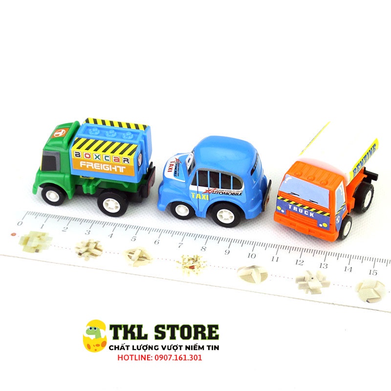 Xe đồ chơi cho bé, bộ 6 xe mini chạy cót nhiều màu sắc cho bé - TKL STORE