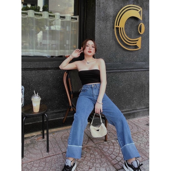 QUẦN JEANS ỐNG RỘNG LƯNG CAO