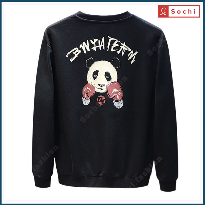 Áo thu đông tay dài, áo giữ nhiệt cổ tròn mềm mịn nam tính in Gấu Trúc mã SW.691