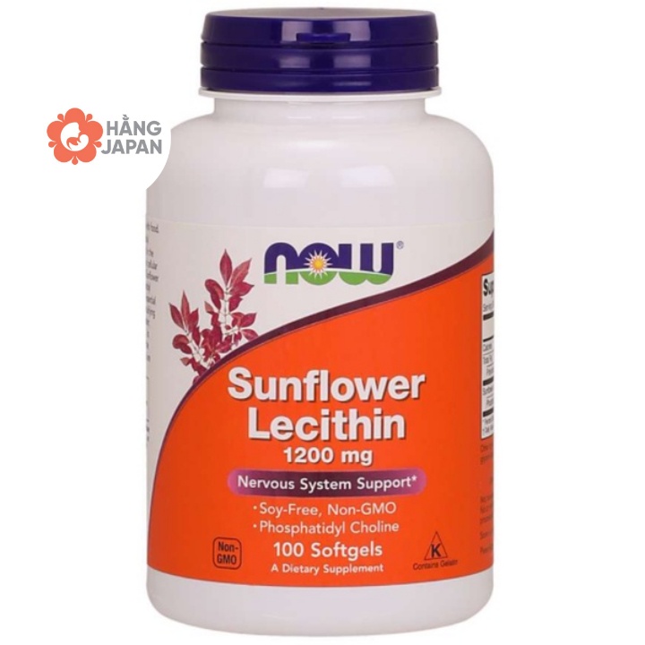 Viên uống giảm tắc tia sữa Now Sunflower Lecithin 1200mg (100 viên) HÀNG MỸ