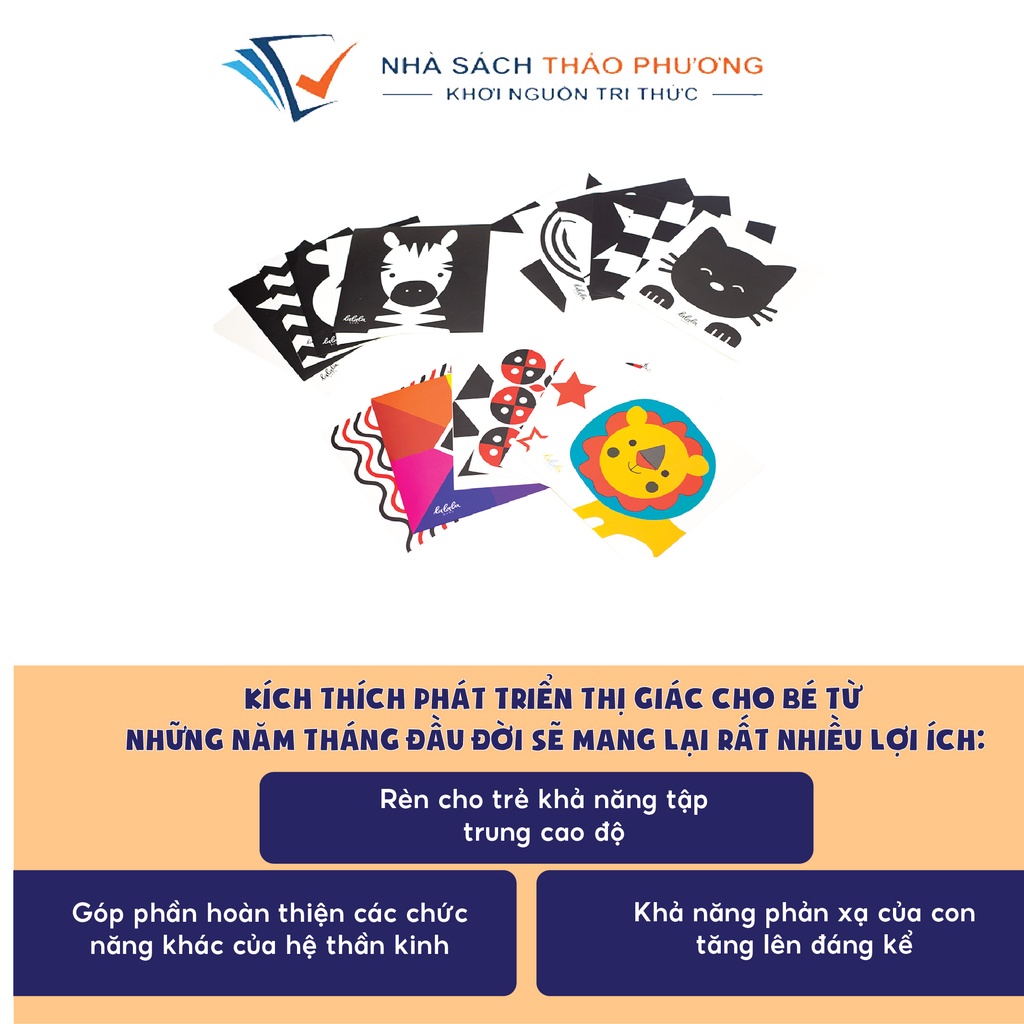 Đồ chơi Bộ 6 thẻ decal dán tường KÍCH THÍCH THỊ GIÁC cho bé sơ sinh giúp bé phát triển toàn diện Lalala Baby