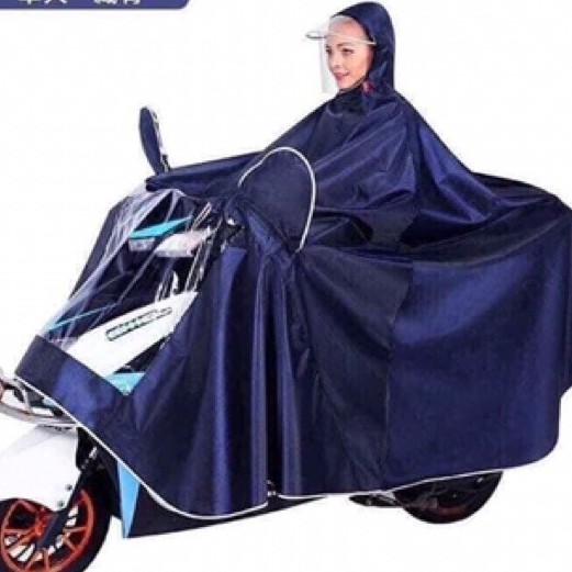 Áo Mưa 2 Đầu, 1 Đầu Người Có Kính Chắn Nước Che Mặt Đi Xe Máy Trùm Gương Đi Cánh Dơi PHẢN QUANG Vải Dù Chống Thấm