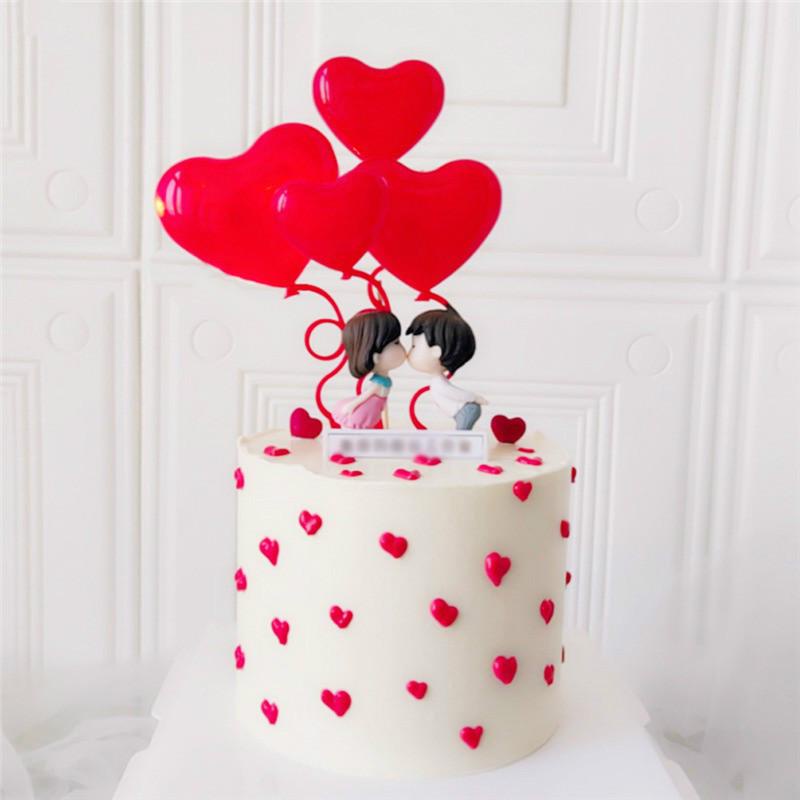 Set 5 Que Cắm Trang Trí Bánh Hình Trái Tim Xinh Xắn