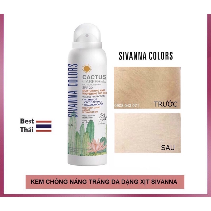 Xịt Chống Nắng Nâng Tone Sivanna Colors Thái Lan 2 In 1 Makeup Body 150ml - MẪU MỚI