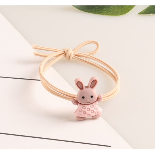 Dây Cột Tóc Đính Hình Con Thỏ Trời Màu Kẹo Đáng Yêu