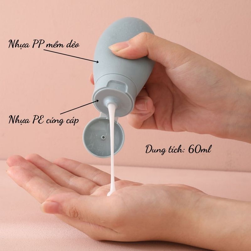 Chai chiết mỹ phẩm dung tích 60ml - set 3 món chiết dầu gội sữa tắm chất nhựa dẻo tiện lợi mang đi du lịch M22
