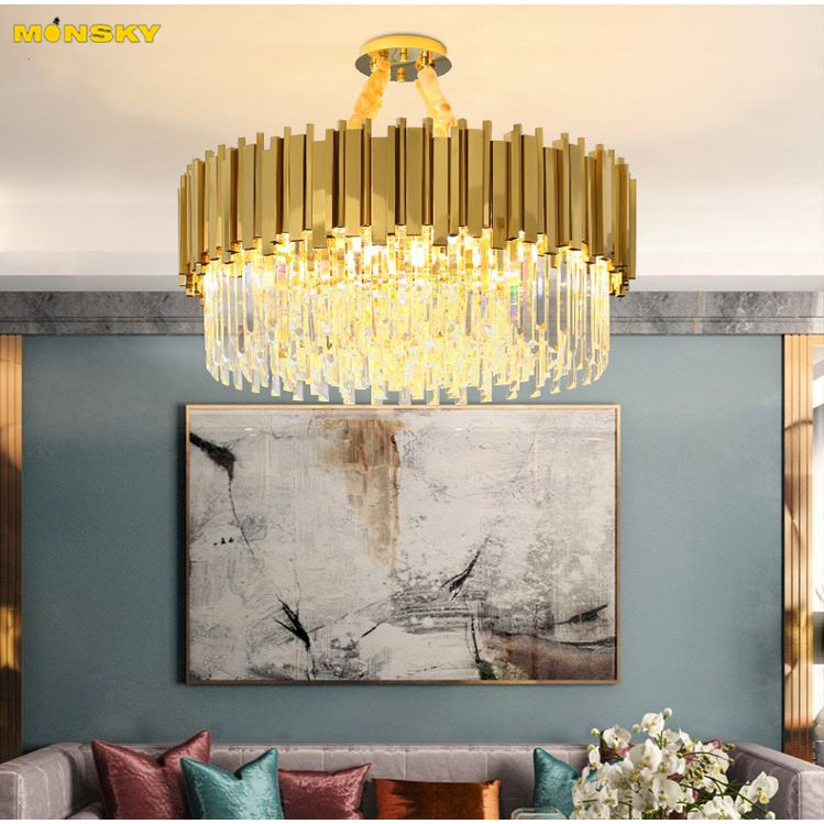 Đèn thả pha lê MONSKY CROSI kiểu dáng hiện đại, sang trọng trang trí nội thất cao cấp.