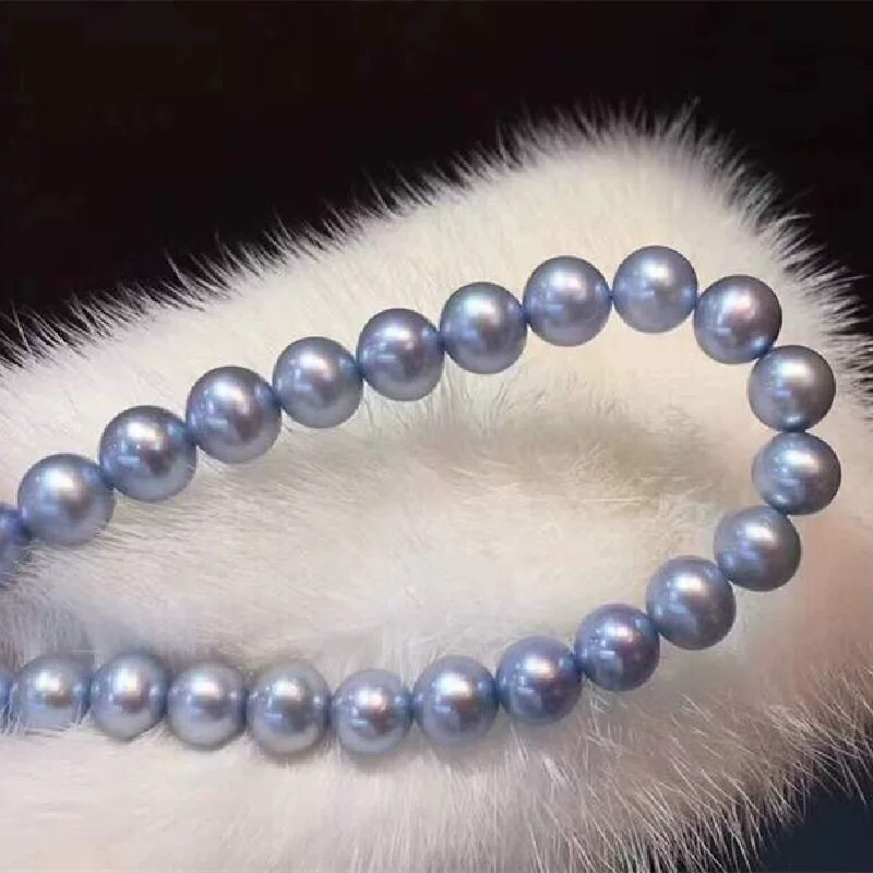 Vòng cổ hạt xám 7ly gần tròn