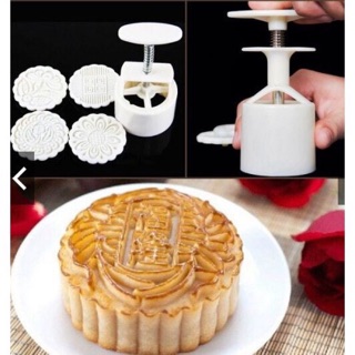Khuôn làm bánh trung thu tròn 125g 4 mặt